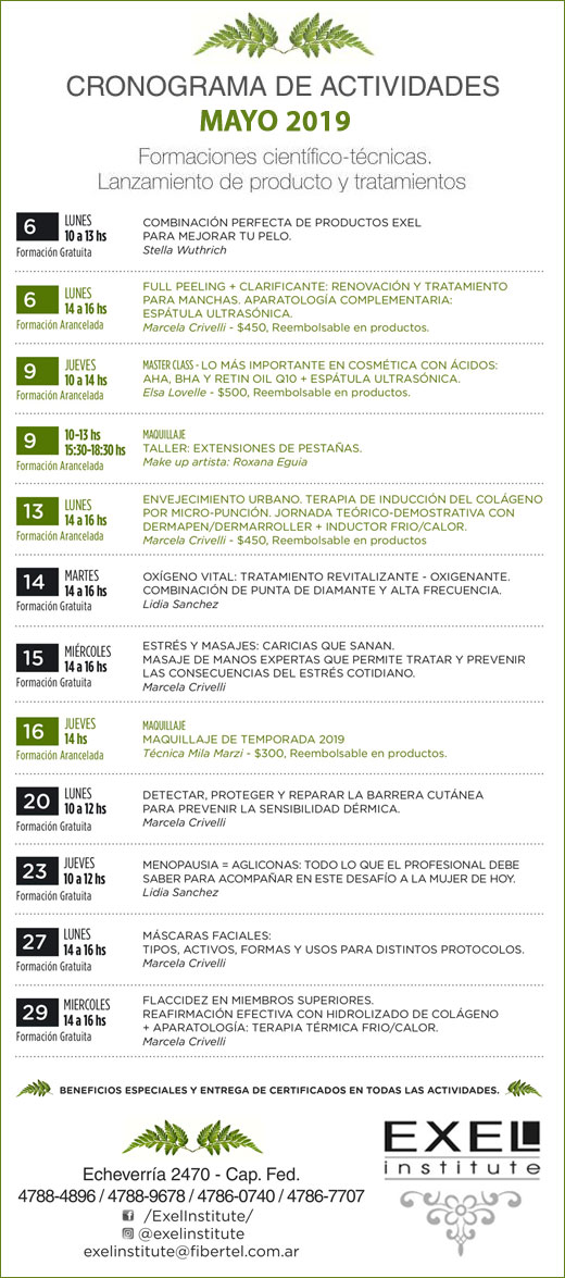 EXEL INSTIUTE: PROGRAMACION MAYO 2019